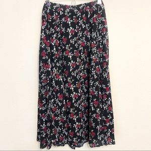 Kathie lee Vintage black floral button down skirt